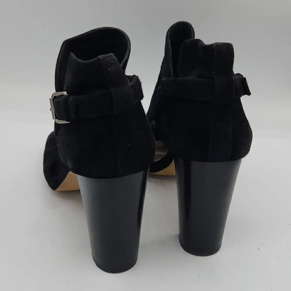 VINCE CAMUTO Conley Black Leather Suede Peep-Toe